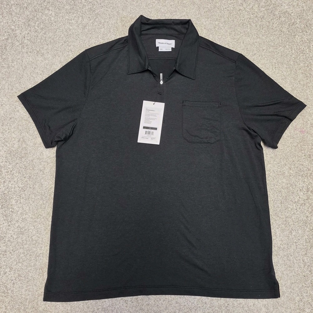 Ministry of Supply Men's Composite Merino Zip Polo Charcoal Gray Size XXL NWT